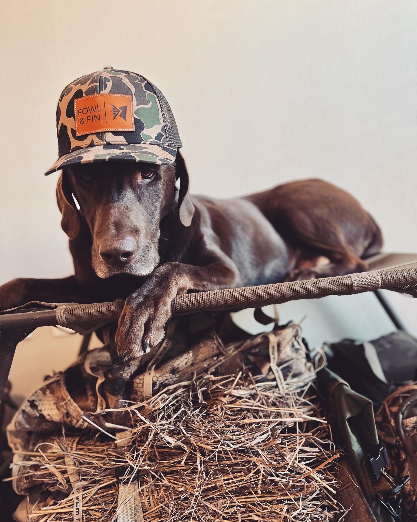 Duck Camo / Brown - Leather Patch Trucker Hat