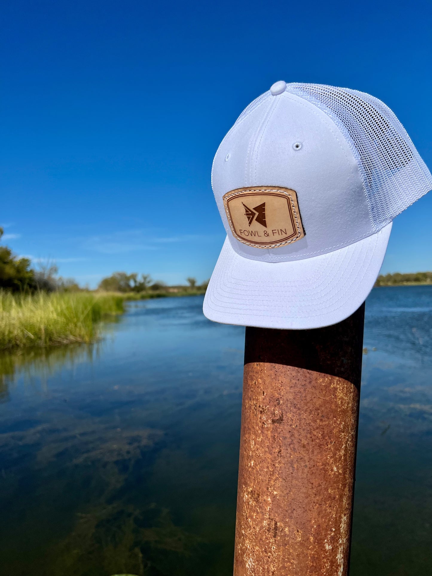 Leather Patch Hat - WHITE