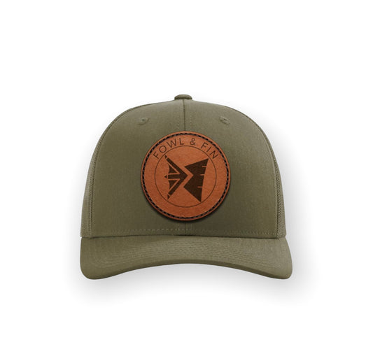 Round Leather Patch Trucker Hat