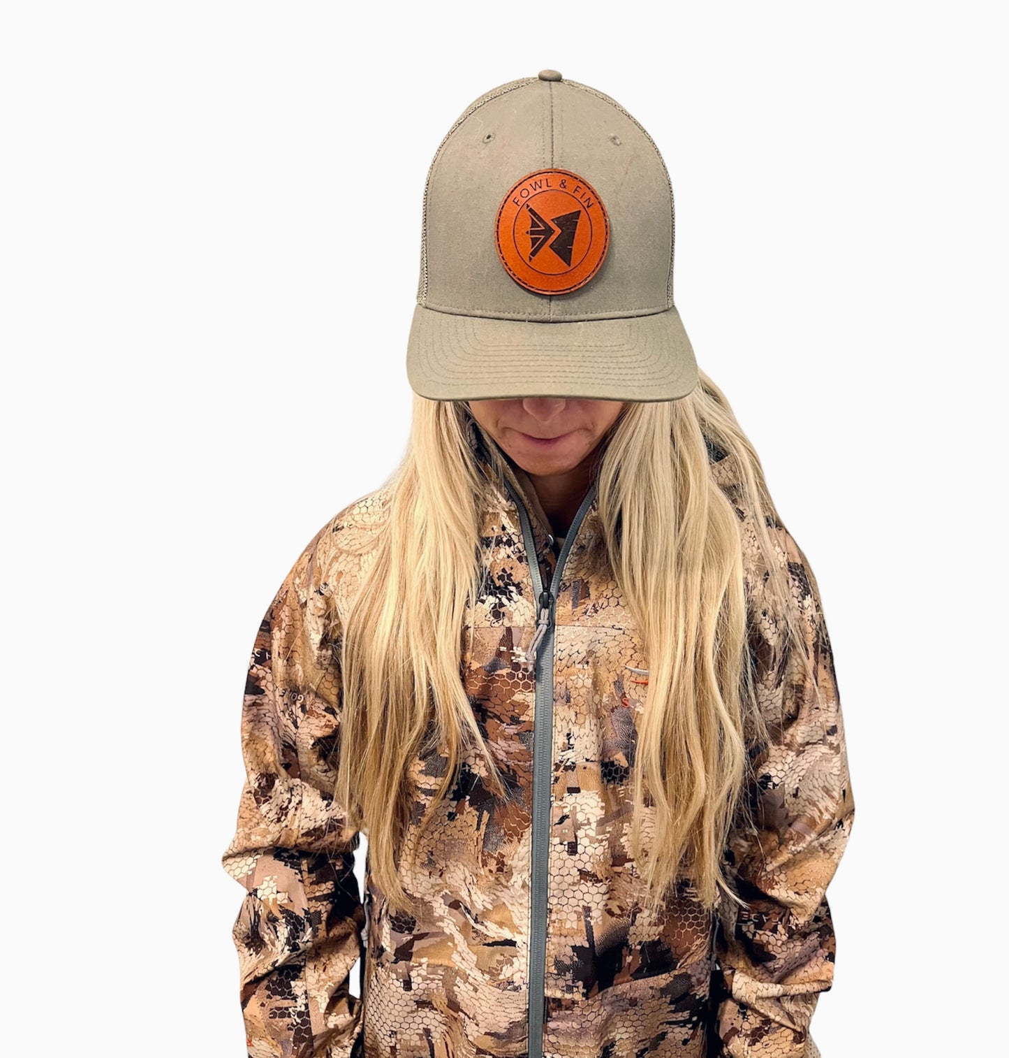 Round Leather Patch Trucker Hat