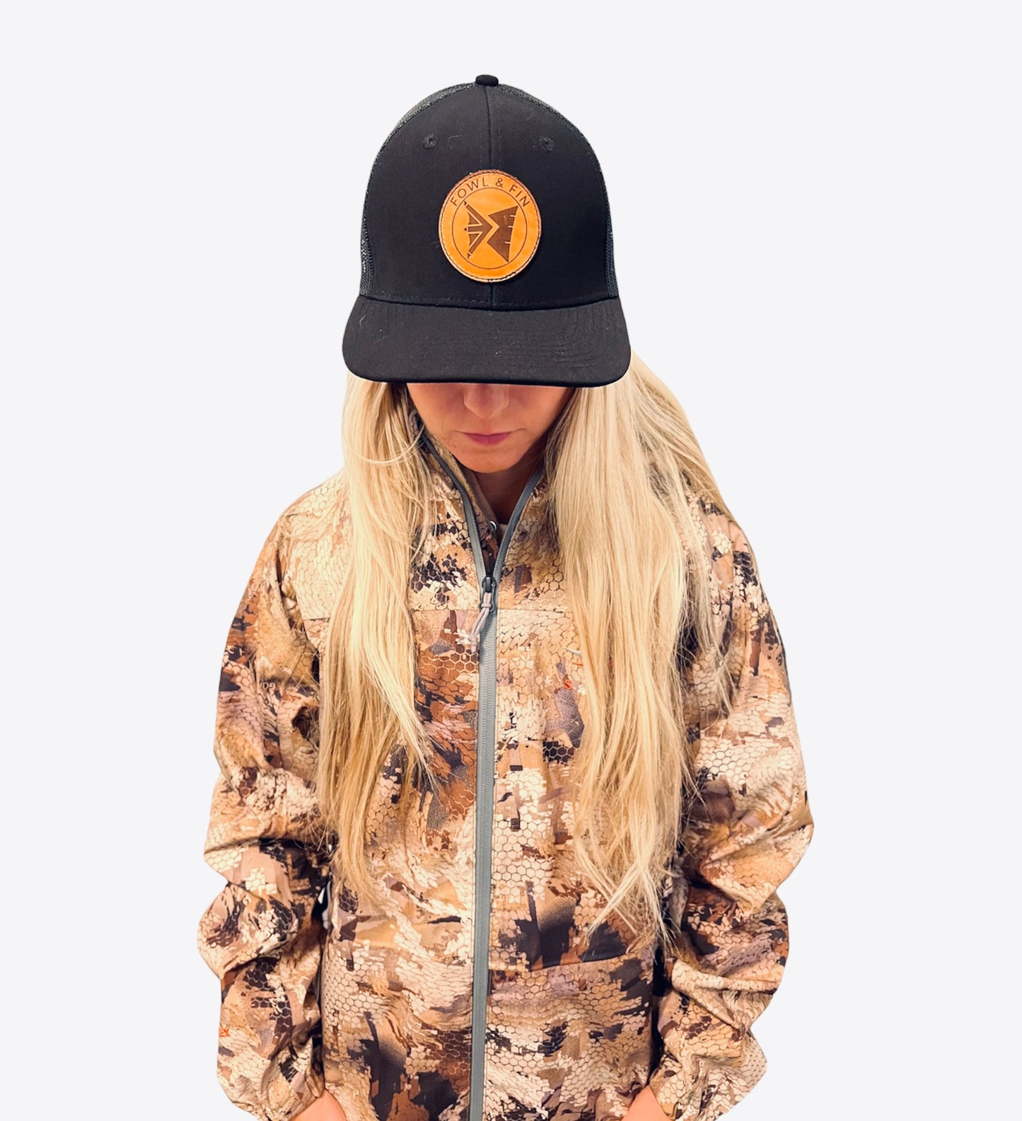 Round Leather Patch Trucker Hat