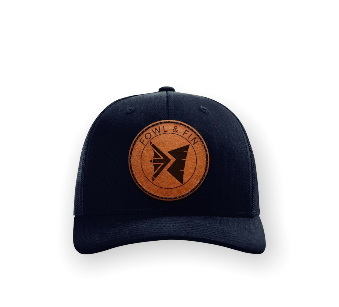 Round Leather Patch Trucker Hat